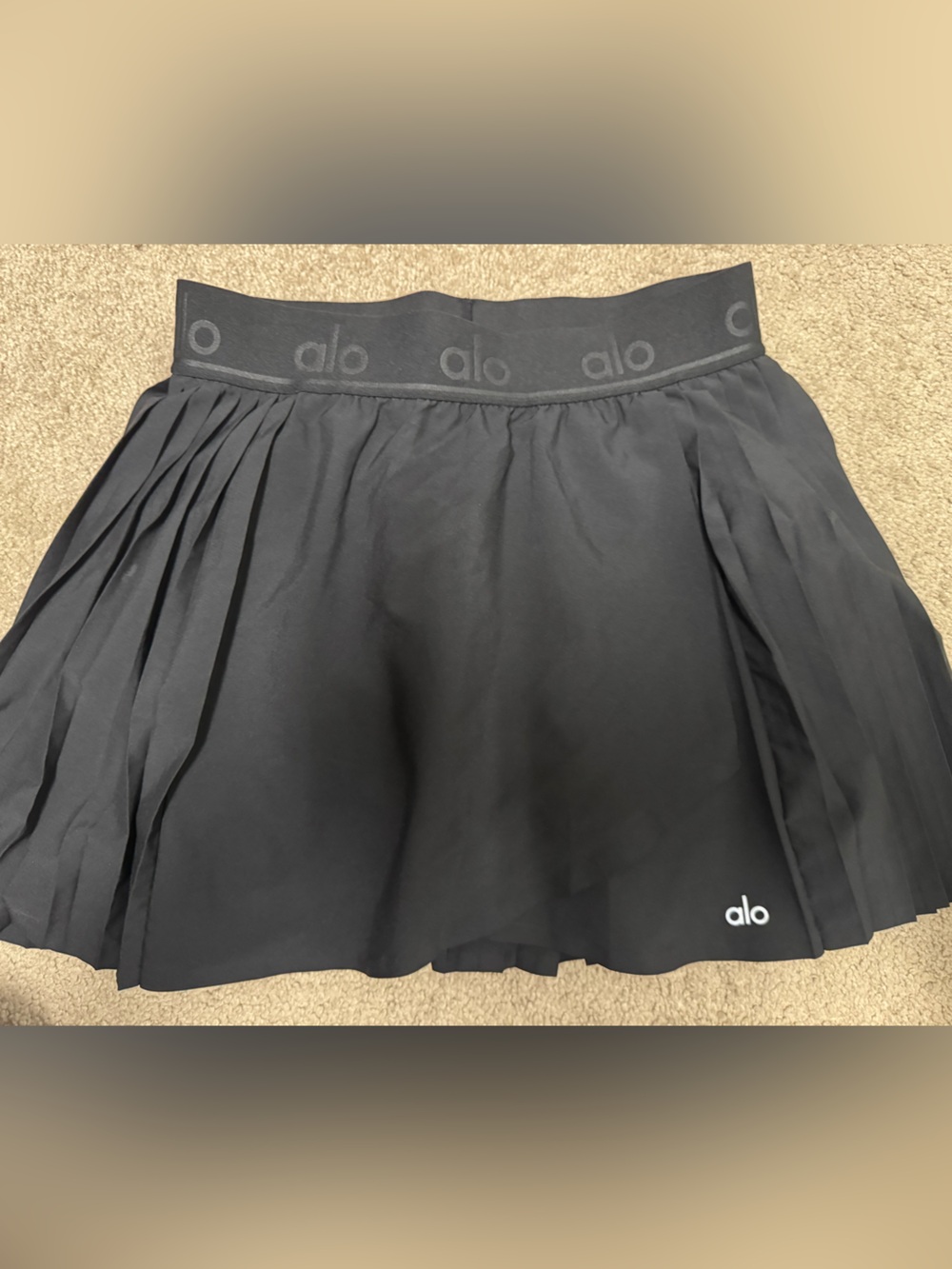 ALO Yoga Black Pleated Athletic Skirt